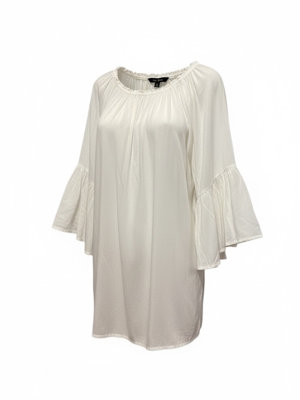 Exist White Ruffle Long Sleeve Dress – One Size (OS)